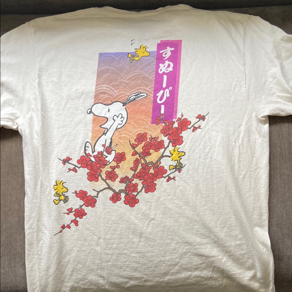 Peanuts Cream and Pink Short Sleeve Tee